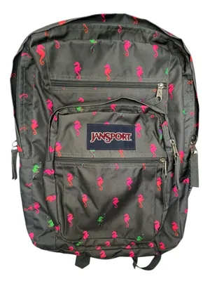 Jansport Grey And Pink Seahorse Print School Travel Laptop Book Bag Backpack thumbnail 1
