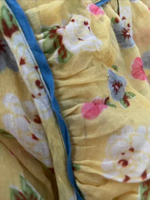 LoveShackFancy Phyllis Yellow Floral Ruffle Tiered Mini Dress Size XS thumbnail 7