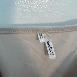 Studio Y Women's Size Large Tank Top Beige Square Neck Adjustable Straps Stretch thumbnail 7