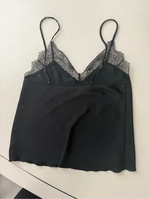 Victoria's Secret Y2K Black Lace Trim Silk-Feel Camisole thumbnail 4