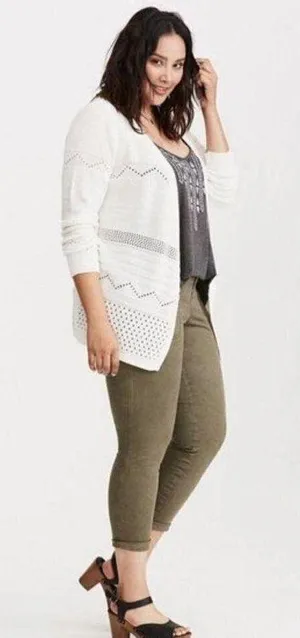 Draped Front Mixed Stitch Cardigan Plus Size 2X thumbnail 4