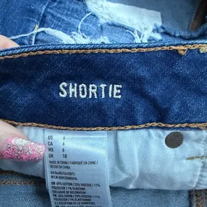 American Eagle Outfitters Ripped Blue Jean Shortie Shorts thumbnail 4