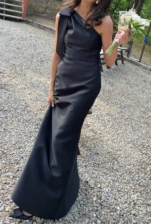 Alfred Sung One-Shoulder Black Dress thumbnail 5