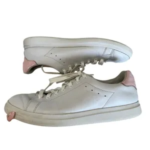 Tory Burch Howell Court White Pink Leather Lace Up Sneakers Women's Size 8 thumbnail 3