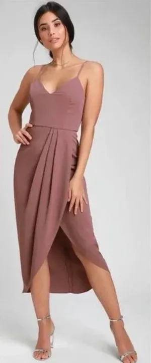 Lulus Reinette Mauve Purple Corset Slip Wrap Midi Dress Size XS thumbnail 1