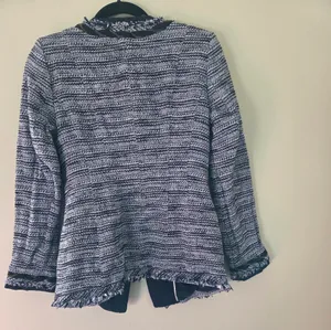 White House Black Market Blue and Black Tweed Jacket thumbnail 5