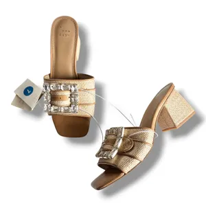 New Day Kathleen Raffia Glam Buckle Block Heel Slide Sandals Women’s Size 7 NEW thumbnail 1