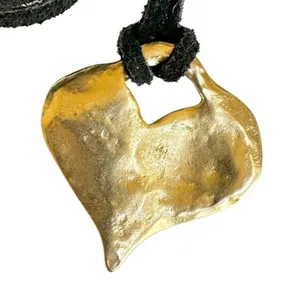 Gold tone heart pendant necklace on black cord thumbnail 8