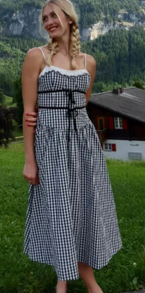 FOR LOVE & LEMONS Georgia Gingham Midi Dress Size Medium thumbnail 1