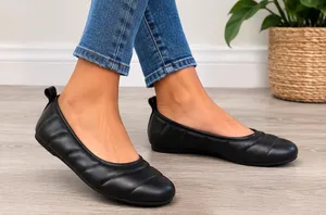 Free People Leather Slip On Ballet Flats Black Women’s Size 10 Round Toe thumbnail 1