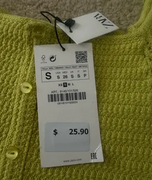 ZARA green knit cropped short sleeve sweater thumbnail 2