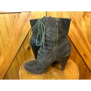 FRYE Sz 7.5M Harlow Distressed Brown Leather Laces Heeled Ankle Boots thumbnail 6