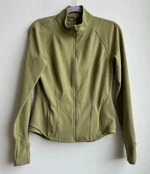 Lululemon Instill Jacket Women 10 Bronze Green Stretch Thumbhole Athleisure Nulu thumbnail 1