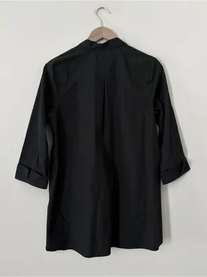 J.Jill Black Button Front Shirt High Low Tunic 3/4 Sleeve 100% Cotton Size M thumbnail 6