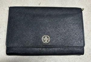 Tory Burch Purse Bag Crossbody Black Robinson Leather Wallet Vintage NO CHAIN** thumbnail 1