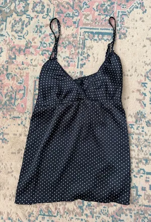 John Galt Navy Silk Polka Dot Tank Top thumbnail 1