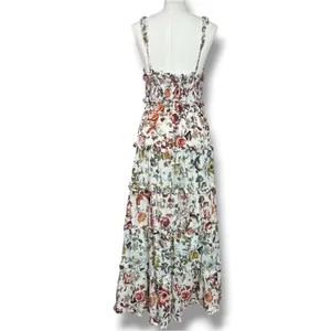 Anthropologie Sleeveless Square-Neck Ruffle Tiered Midi Dress Floral Medium thumbnail 10