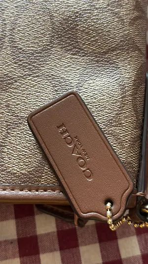 Coach Signature coated Canvas File Crossbody Bag purse tan brown excellent thumbnail 12