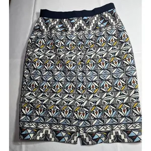 Tory Burch Geometric Print A-Line Skirt with Navy Elastic Waistband‎ size s thumbnail 5