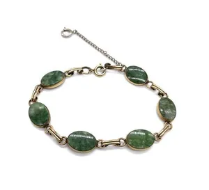 Vintage 12K GF Jade Bracelet Green thumbnail 1
