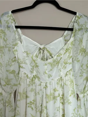 Urban Outfitters Lanette Fairy Print Green Floral Babydoll Mini Dress Medium thumbnail 11