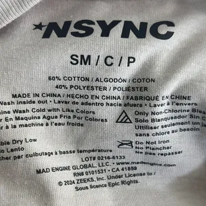 NSYNC 2000s Boy Band Oversized Graphic Tee‎ Cream Mineral Wash Women Small NWOT thumbnail 7