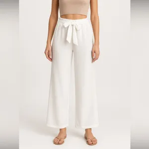 Ryocco women’s Size Small White Wide-Leg Pants with Tie Waist - (N9)✨ thumbnail 3