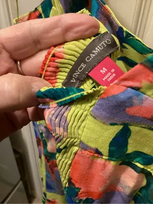 Vince Camuto Lime Green Floral Maxi Dress with Pink & Blue Blooms thumbnail 4