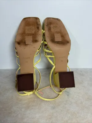 J.CREW Women's Layne Yellow Strappy-Sandal Leather Heels Size 10 thumbnail 8