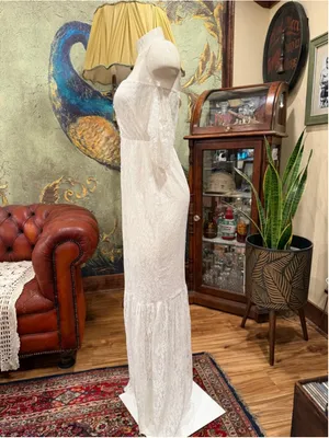 White Lace Mermaid Wedding Dress Off Shoulder Prom Bridal Gown Minimalist Size M thumbnail 8
