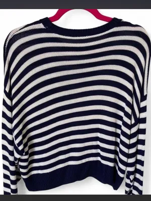 PINK Victoria's Secret Navy and White Striped Crewneck Sweater thumbnail 6