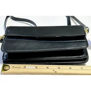 Time and Tru Eden Flap Wallet Crossbody Bag Black Faux Leather Clutch Purse NWT thumbnail 9