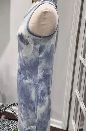 Pink Rose Blue Tie Dye Tank Dress thumbnail 4