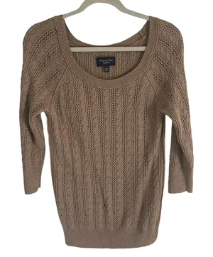 American Eagle Outfitters VTG Y2k Large Brown Sweater Coquette School Academia thumbnail 1