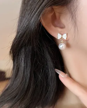 Gold Plated Pearl Earrings thumbnail 1