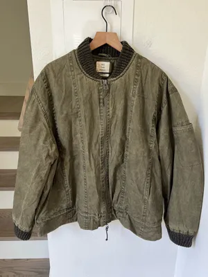 Free People We The Free Jax Washed Bomber in Olive Green NWT thumbnail 4