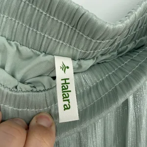 Halara Metallic Sage Green Pleated Wide Leg Palazzo Pants High‎ Waisted L thumbnail 3