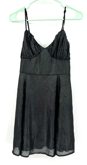 Lulus size medium sleeveless mini dress‎ hidden rear zip lined sparkly dark gray thumbnail 1