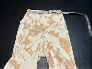 aerie High-Waist Floral Flare Pants in Cream & Tan thumbnail 8