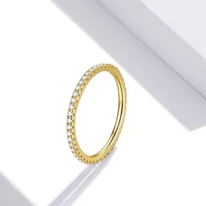 Sterling Silver SIZE 7 Gold 925  Simulated Diamond Stackable Ring Eternity Band thumbnail 7