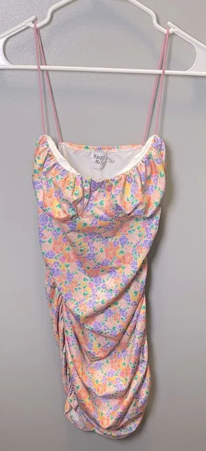 Princess Polly NEW Catarina Purple‎ Pink Floral Ruched Bodycon Dress Size 8 thumbnail 1