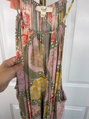 Easel Size L Boho Paisley Wide Leg Tassel Jumpsuit NWOT thumbnail 6