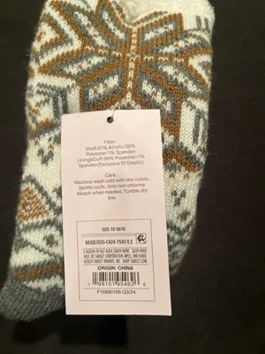 NWT Auden Snowflake Geo Double Lined Cozy Crew Sock In Ivory/Toffee/Heather Gray thumbnail 6