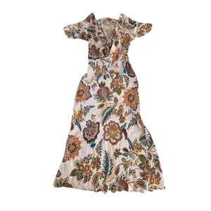 ANTHROPOLOGIE KACHEL Flutter Sleeve Bow Back Maxi Slip Dress Size 10 Pink Floral thumbnail 12