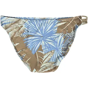 Aerie Women Blue Tan‎ Tropical Palm Leaf Strappy Bikini Bottom Size L 1753-2363 thumbnail 2