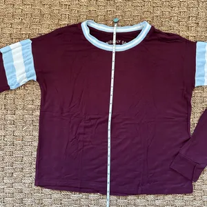 Aeropostale maroon blue Long Sleeve Seriously Soft Striped Tomboy Tee XS thumbnail 6