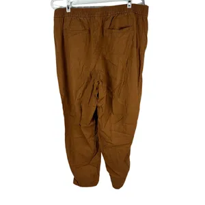 Old Navy Womens Linen Blend Elastic Waist Pull On Pants Large Brown Relaxed Fit thumbnail 2