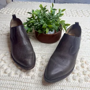 FRYE Women's 9 Billy Western Slip On Boot Shootie Leather Taupe Brown thumbnail 4
