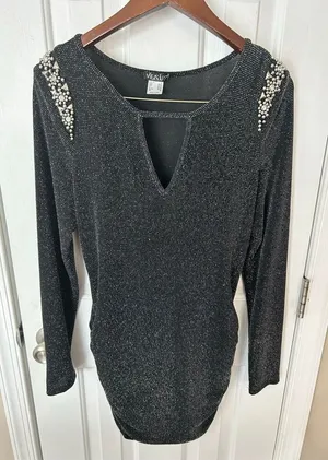 Venus sexy sparkly short going out dress with long sleeves Y2K size medium thumbnail 1