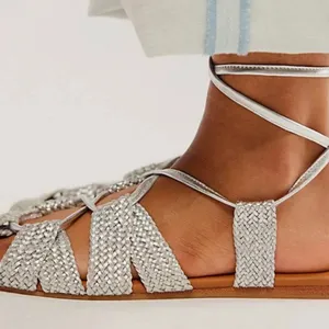 NWOT Free People Sunny Gilly Flats in Silver thumbnail 3